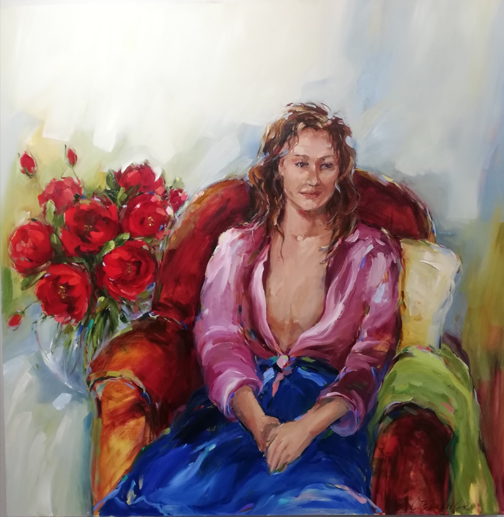 140x140cm Figure with Roses